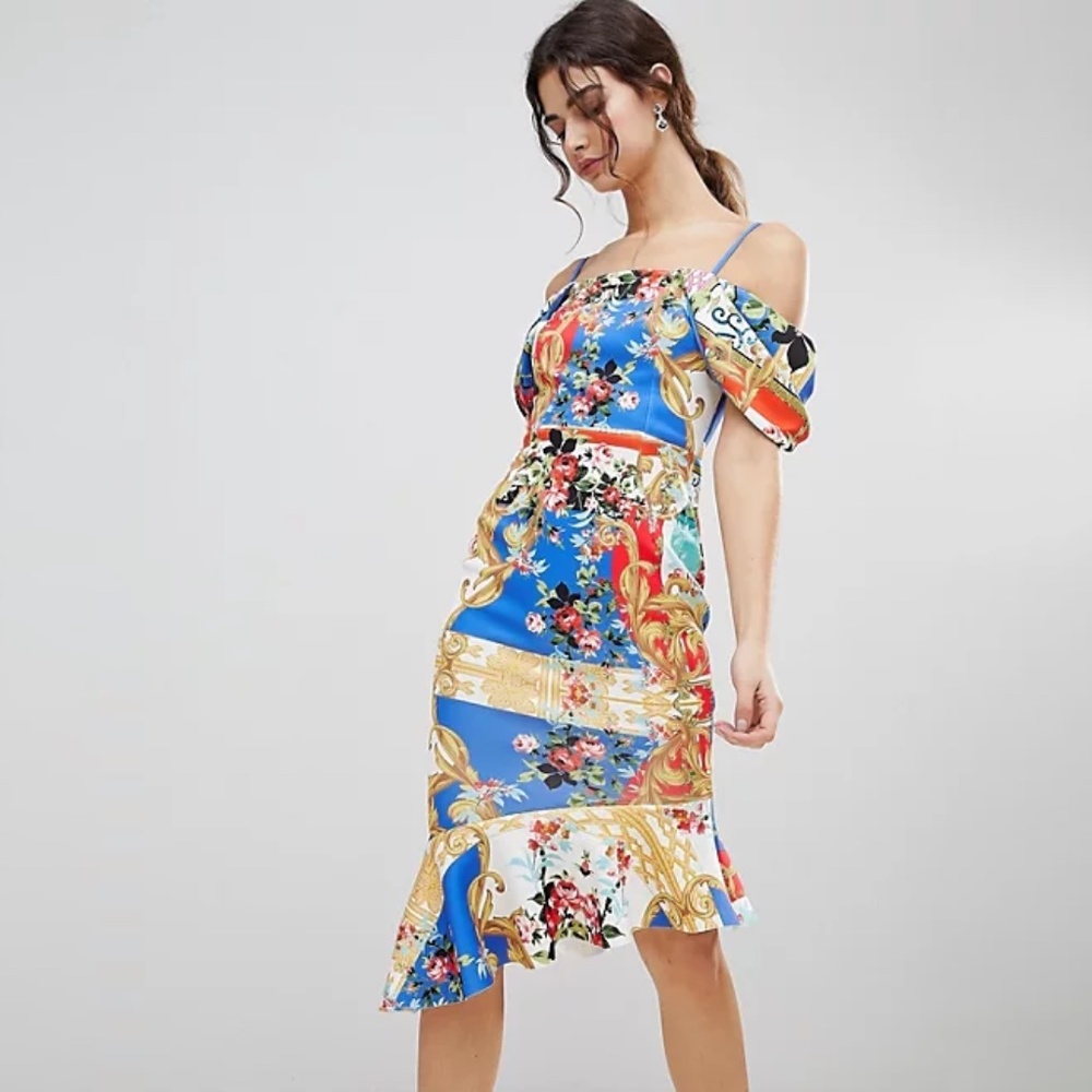 NWT Asos Dolce & Gabbana-Style Italian Summer Asymmetrical Midi Dress Size US 2